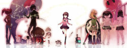 1boy 6+girls animal arms_behind_back arms_up beanie black_hair black_socks blonde_hair blood bodysuit braid brown_hair cat closed_eyes extra_arms flute frog from_behind hat highres instrument invisible kamakurako kasei-san keyboard keyboard_(instrument) kneehighs knife kyukkyu-kun loafers long_hair long_image looking_up madotsuki mafurako mini_person minigirl miniskirt monoe monoko multiple_girls multiple_persona musical_note pants piano pleated_skirt poniko ponytail reflection rella scarf sekomumasada_sensei shirt shoes short_hair sitting skirt socks stairs standing standing_on_one_leg striped_clothes striped_shirt tears tokuto-kun toriningen traffic_light twin_braids twintails uboa umbrella walking white_legwear wide_image yume_nikki