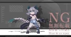 1girl animated black_gloves gloves grey_hair original pixel_art solo standing tagme tail thyr video