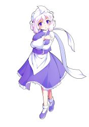 1girl alphes_(style) apron blush bobby_socks breasts commentary_request dairi frilled_skirt frills full_body hair_between_eyes hat highres large_breasts large_variant_set letty_whiterock long_sleeves parody purple_shirt purple_shoes purple_skirt shirt shoes short_hair skirt skirt_set socks solo standing style_parody tachi-e touhou transparent_background triangular_headpiece turtleneck undershirt variant_set waist_apron white_apron white_hair white_hat white_shirt white_socks