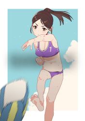 1girl artist_request ball bikini breasts feet groin large_breasts lowleg lowleg_bikini swimsuit tagme volleyball_(object) wet