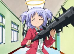 angel animated animated_gif anime_screenshot blood bokusatsu_tenshi_dokuro-chan excalibolg mitsukai_dokuro pov purple_hair school school_uniform