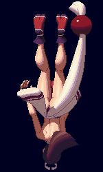 animated animated_gif back bare_legs breasts brown_hair cleavage falling high_ponytail japanese_clothes king_of_fighters_xiii large_breasts long_hair lowres midair ninja no_bra pelvic_curtain pixel_art ponytail revealing_clothes shiranui_mai sideboob tabi the_king_of_fighters the_king_of_fighters_xiii