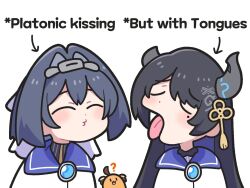 3girls blush closed_eyes demon_horns enigmatic_recollection gigi_murin hasn&#039;t_kissed_anyone_ever_vs_expecting_a_kiss_with_tongue_(meme) hololive hololive_english horns long_hair meme mole mole_under_eye multiple_girls nerissa_ravencroft nerissa_ravencroft_(1st_costume) open_mouth ouro_kronii ouro_kronii_(1st_costume) tongue tongue_out underdatv virtual_youtuber yuri
