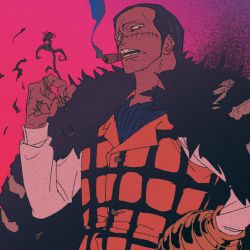 1boy cigar coat crocodile_(one_piece) fur_coat hair_slicked_back holding hook hook_hand male_focus obobkkp one_piece sand scar scar_on_face smoking solo