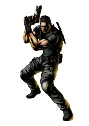 1boy 3d absurdres belt capcom chris_redfield gun handgun headset highres knife male_focus marvel marvel_vs._capcom marvel_vs._capcom_3 mori_toshiaki official_art resident_evil resident_evil_5 solo utility_belt weapon