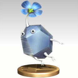 flower gonzarez gradient_background nintendo no_humans pikmin_(creature) pikmin_(series) pikmin_3 rock_pikmin simple_background super_smash_bros. trophy