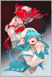 Rule 34 | + +, aqua hair, blue hair, drill hair, fang, hair between eyes, hair ornament, hat, hatsune miku, highres, interlocked fingers, kasane teto, kasane teto (sv), letter hair ornament, long hair, long sleeves, looking at viewer, multicolored eyes, multicolored hair, nun, open mouth, own hands together, praying, red eyes, red hair, ringed eyes, smile, ssbaby, synthesizer v, t-shi no hanashi wo shinjiru na (vocaloid), teeth, tongue, traditional nun, twin drills, utau, virtual youtuber, vocaloid, white hat, yellow eyes