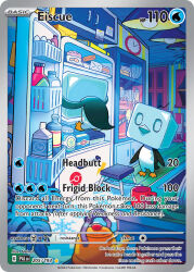 Rule 34 | analog clock, animal focus, artist name, book, bottle, card (medium), character name, clock, company name, copyright name, copyright notice, cup, cupboard, curtains, eiscue, eiscue (ice), english text, full body, gen 8 pokemon, hanging light, ice, ice block, indoors, jar, kettle, leaf, milk carton, mug, nelnal, night, nintendo, no humans, official art, plate, poke ball symbol, pokemon, pokemon (creature), pokemon card, pokemon focus, pokemon tcg, refrigerator, rug, snowflake print, standing, stool, third-party source, trading card, wall clock, window