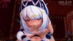 Rule 34 | 1boy, 1girl, 3d, animated, artist name, ass, bent over, blue hair, breasts, completely nude, cowgirl position, fellatio, fingerless gloves, genshin impact, girl on top, gloves, hairband, hetero, indoors, koikatsu (medium), long hair, looking at viewer, medium breasts, moaning, mualani (genshin impact), multiple views, navel, nipples, nude, oral, orange-half-god, penis, pov, pov crotch, pubic hair, pussy, reverse cowgirl position, sex, sound, straddling, symbol-shaped pupils, tagme, testicles, twitter username, vaginal, video