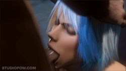 1boy 1girl 3d :&gt;= animated animated_gif breasts christie_(doa) dead_or_alive fellatio hetero lowres nude oral penis sex silver_hair source_filmmaker_(medium) studiofow tagme uncensored