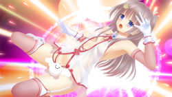 Rule 34 | 1girl, blue eyes, censored, elbow gloves, female focus, garter straps, gloves, hair ornament, hiba airi, hosi-gaki, long hair, magical girl, no panties, novelty censor, open mouth, original, pink hair, roshutsu-kei mahou shoujo lovely lily, shitou (4h), solo, thighhighs