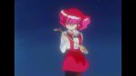 1990s_(style) 1girl animal_ears animated ass black_gloves blue_eyes bouncing_breasts breast_expansion breasts clothing_cutout dress elbow_gloves fake_animal_ears gainax gloves hair_over_eyes henshin high_heels legs leotard long_legs misty_may navel navel_cutout nude otaku_no_video pink_hair playboy_bunny purple_thighhighs rabbit_ears rabbit_tail retro_artstyle short_hair tail thighhighs transformation video wand