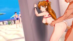 1girl 2boys 3d against_wall ahegao alternate_breast_size anal animated anus arm_support ass ass_focus ass_shake barefoot beach bikini blue_eyes blush bouncing_breasts breasts brown_hair censored day draktar erection hair_ornament happy_sex hetero huge_ass ikari_shinji interface_headset_(evangelion) koikatsu_(medium) large_insertion long_hair looking_back medium_breasts multicolored_bikini multiple_boys naughty_face navel neon_genesis_evangelion nipples open_mouth outdoors penis pussy red_bikini sex sex_from_behind sideboob smile souryuu_asuka_langley standing standing_sex stealth_sex string_bikini swimsuit tagme thick_thighs thighs two-tone_bikini two_side_up video white_bikini