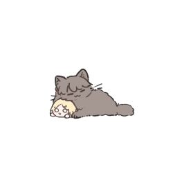 Rule 34 | :3, animalization, ao kaeru, brown cat, cat, character doll, closed eyes, closed mouth, doll, fujishima megumi, hair ornament, hairclip, highres, link! like! love live!, love live!, nesoberi, no humans, osawa rurino, parted bangs, solo, virtual youtuber