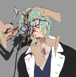 321714 3boys censored corpse cum cum_on_body death disembodied_eye empty_eyes ensemble_stars! ero_guro facial gang_rape gangbang glasses green_hair group_sex guro hammer jacket kazehaya_tatsumi male male_focus mosaic_censoring multiple_boys necrophilia penis purple_eyes rape ryona tongue tongue_out vest yaoi