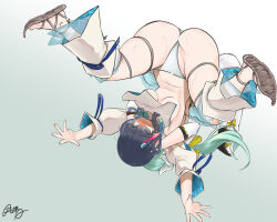 2girls catfight commission fate/grand_order fate_(series) hanabusa_(xztr3448) kiyohime_(fate/grand_order) kiyohime_(swimsuit_lancer)_(fate) multiple_girls pixiv_commission tagme utsumi_erice utsumi_erice_(lancer) wrestling