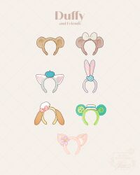 absurdres animal_ears bear_ears bow cat_ears character_name cookieann copyright_name dog_ears duffy_and_friends duffy_the_disney_bear fake_animal_ears flower gelatoni hair_flower hair_ornament highres linabell meecosme no_humans olu_mel rabbit_ears shelliemay stellalou