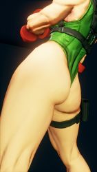 1girl 3d antenna_hair ass bare_shoulders blonde_hair braid breasts cammy_white clenched_teeth covered_navel curvy gloves green_leotard groin hat highleg highleg_leotard highres huge_ass large_breasts leotard long_hair red_gloves red_hat ryona screencap shiny_clothes skindentation solo street_fighter street_fighter_v teeth thighs third-party_edit thong_leotard twin_braids very_long_hair wide_hips