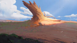 bare_tree blue_sky cambocreation cloud desert hill landscape original painterly rock scenery sky sunlight tree tree_stump watermark