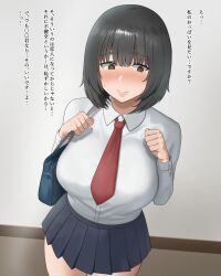 Rule 34 | 1girl, absurdres, black hair, blush, breasts, highres, large breasts, medium hair, original