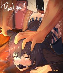 1boy 1girl ball_gag clothed_sex crying crying_with_eyes_open desk doggystyle drooling gag gagged grabbing_another&#039;s_arm hand_on_another&#039;s_head hetero indoors motion_lines netorare on_floor rape saliva school_uniform sex sex_from_behind solo_focus tagme tears top-down_bottom-up tunamaguro989 uneven_eyes yahari_ore_no_seishun_lovecome_wa_machigatteiru. yukinoshita_yukino