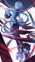 Rule 34 | 1girl, arlecchino (genshin impact), genshin impact, haru same322, high heels, highres, long hair, looking at viewer, looking back, scythe, symbol-shaped pupils, vision (genshin impact), white hair, x-shaped pupils