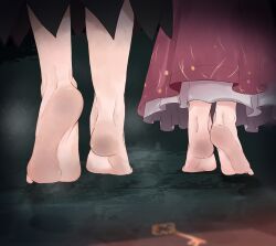 2girls absurdres barefoot feet feet_only foot_focus highres jager key kijin_seija multiple_girls shiny_skin skirt soles sukuna_shinmyoumaru touhou