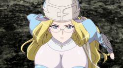 2girls airi_(queen&#039;s_blade) animated animated_gif bouncing_breasts breasts glasses lowres maid melpha multiple_girls nipples nun queen&#039;s_blade seiki_kyushu topless_female twintails
