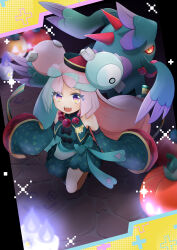 Rule 34 | 1girl, absurdres, flutter mane, highres, iono (fall 2024) (pokemon), iono (pokemon), jiangshi, jiangshi costume, long hair, low-tied long hair, multicolored hair, nintendo, official alternate costume, pokemon, pokemon masters ex, poyoxis, two-tone hair