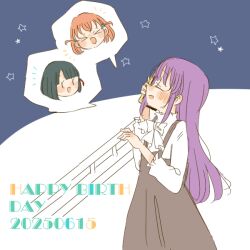 Rule 34 | &gt; &lt;, 3girls, :d, black hair, blunt bangs, blunt ends, bob cut, brown dress, cellphone, cerise bouquet, commentary, dated, dress, hair ornament, happy birthday, hashtag-only commentary, hinoshita kaho, holding, holding phone, kase (ks lys), link! like! love live!, long hair, long sleeves, love live!, medium hair, momose ginko, multiple girls, notice lines, official alternate hairstyle, open mouth, orange hair, otomune kozue, phone, pinafore dress, profile, purple hair, rabbit hair ornament, shirt, short hair, sidelocks, sleeveless, sleeveless dress, smartphone, smile, spoken character, star (symbol), star symbol background, talking on phone, two side up, virtual youtuber, white shirt, xd, | |