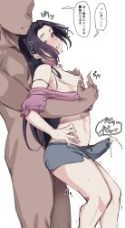 ! ... 2boys abs absurdres anon behind_another black_bow blue_pants blue_shorts blush bow bulge clenched_teeth clothes_around_waist collar crop_top cum cum_from_penis cum_in_clothes cum_through_clothes dark-skinned_male dark_skin drooling erection erection_under_clothes flick frilled_shirt frilled_sleeves frills heart highres holding_chest long_hair male_focus multiple_boys namae_nayami-chu nipple_flick nipple_stimulation nipple_tweak nipples off_shoulder omoi_ryuugi open_mouth original pants pectoral_grab pectorals pink_shirt purple_eyes purple_hair shirt shirt_around_waist short_shorts shorts smile speech_bubble squeezing_nipples standing sweat teeth testicles thighs torogao touching_another&#039;s_chest translation_request trap trembling trembling_legs undershirt yaoi