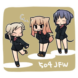 00s 3girls animal_ears chibi fang fernandia_malvezzi luciana_mazzei luu martina_crespi multiple_girls strike_witches strike_witches:_kurenai_no_majo-tachi tail world_witches_series