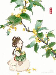 banbi chibi chinese_clothes hair_rings hanfu highres osmanthus tagme