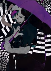1boy blackmore blood blood_in_mouth bullet_hole catch_the_rainbow cloak jojo_no_kimyou_na_bouken male_focus mask redlark_(r083) solo stand_(jojo) steel_ball_run umbrella