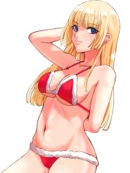 Rule 34 | 1girl, absurdres, bikini, blonde hair, blue eyes, breasts, emilie de rochefort, highres, long hair, medium breasts, muchi, swimsuit, tekken, white background