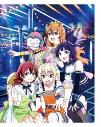 ahoge animal_ears artbook asaka_karin blonde_hair blue_dress blue_eyes braid breasts brown_hair butterfly_(love_live!) dress emma_verde fake_animal_ears freckles green_dress hair_ornament hat highres jewelry konoe_kanata la_bella_patria_(love_live!) long_hair looking_at_viewer love_live! love_live!_nijigasaki_high_school_idol_club medium_hair miyashita_ai multiple_girls multiple_moles necklace non-web_source official_art orange_eyes orange_skirt orange_tank_top pink_hair purple_dress purple_eyes purple_hair saiko_heart_(love_live!) short_hair skirt smile tank_top tennoji_rina thighhighs thumbs_up top_hat tsunagaru_connect_(love_live!) twintails vivid_world_(love_live!)