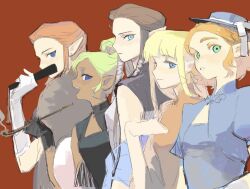 5girls blonde_hair blue_eyes brown_hair china_dress chinese_clothes dark-skinned_female dark_skin dress green_eyes hat in-franchise_crossover looking_at_viewer multiple_girls multiple_persona nintendo open_mouth pointy_ears princess_zelda senzo6700 smoking_pipe tetra the_legend_of_zelda the_legend_of_zelda:_ocarina_of_time the_legend_of_zelda:_skyward_sword the_legend_of_zelda:_tears_of_the_kingdom the_legend_of_zelda:_the_wind_waker the_legend_of_zelda:_twilight_princess unfinished