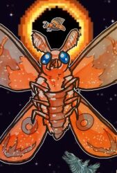 animal_ears antenna_hair blue_eyes bug crossover eclipse godzilla godzilla_(series) insect kaiju moth mothron_(terraria) stars terraria toho wings
