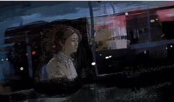 1girl asian dawn original realistic rear-view_mirror reflection shadow slow_d solo