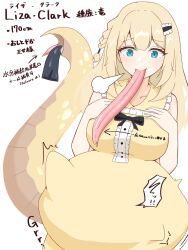 Rule 34 | 1girl, black atelier09, blonde hair, breasts, highres, large breasts, long tongue, reptile girl, tagme, tongue, vore