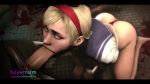 1boy 1girl 3d all_fours animated ass barefoot bayernsfm blonde_hair deepthroat fellatio hairband hand_on_another&#039;s_head head_grab hetero irrumatio kneeling looping_animation oral resident_evil resident_evil_2 resident_evil_6 school_uniform serafuku sherry_birkin short_hair source_filmmaker_(medium) thong uncensored video