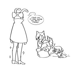 3girls animal_ears bare_legs blurmarsh blush bow cloak dress english_text fake_animal_ears fins greyscale highres imaizumi_kagerou japanese_clothes kimono legs monochrome multiple_girls sekibanki shoes short_hair simple_background speech_bubble staring tail tail_wagging touhou wakasagihime water white_background