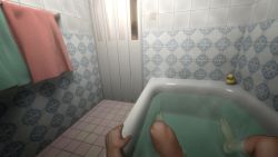Rule 34 | 1boy, 1girl, as109, bath, bathing, bathtub, completely nude, highres, nude, original, partially submerged, pov, roomscape, rubber duck, sitting, towel