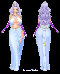 1girl akiranime animated animated_gif ass_shake blue_eyes bouncing_breasts breasts cleavage curvy dress female_focus gensou_suikoden gensou_suikoden_ii gloves huge_breasts jeane_(suikoden) jewelry lipstick long_hair looking_at_viewer lots_of_jewelry makeup navel solo walking