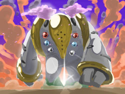 00s alternate_color bad_id bad_pixiv_id cloud gen_4_pokemon legendary_pokemon nintendo no_humans pokemon pokemon_(creature) pokemon_focus regigigas smoke solo spacezin walking