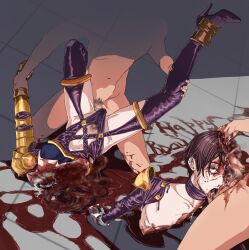 3boys absurdres bisected blood blood_on_face blood_on_ground brain_sex censored corpse death ero_guro gangbang group_sex guro headless highres homophobia multiple_boys necropilia original penis sex testicles yaoi