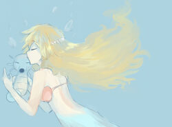 1girl artist_request bikini breasts closed_eyes earrings gen_1_pokemon hair_ornament horsea jewelry kiss long_hair medium_breasts mermaid mermaid_costume mermaid_misty_(pokemon) misty_(pokemon) monster_girl necklace nintendo orange_hair pokemon pokemon_(anime) pokemon_(classic_anime) seashell shell shell_bikini source_request swimsuit underwater