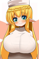 1girl blonde_hair blue_eyes breasts fairy_wings gero_zoukin large_breasts lily_white oppai_loli pointy_ears solo touhou wings