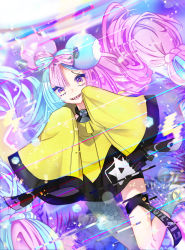 Rule 34 | 1girl, absurdres, bow-shaped hair, character hair ornament, electricity, grey pantyhose, hair ornament, highres, iono (pokemon), jacket, long hair, long sleeves, low-tied long hair, mizuiro abokado, multicolored hair, nintendo, pantyhose, pokemon, pokemon sv, sharp teeth, single leg pantyhose, sleeves past fingers, sleeves past wrists, split-color hair, teeth, very long sleeves, x, yellow jacket
