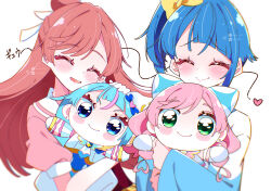 Rule 34 | 2girls, absurdres, artist name, blue eyes, blue hair, blue shirt, blush, bow, brooch, casual, character doll, closed eyes, closed mouth, collared dress, commentary, cure prism, cure sky, cut bangs, doll, dress, facing viewer, green eyes, hair bow, hair bun, hair ornament, hair ribbon, heart, highres, hirogaru sky! precure, holding, holding doll, jewelry, long hair, long sleeves, medium hair, multiple girls, nijigaoka mashiro, open mouth, pink dress, pink hair, pixiv username, potacure, precure, ribbon, shirt, side-by-side, side ponytail, signature, simple background, single hair bun, single sidelock, smile, sora harewataru, standing, t-shirt, translated, twintails, twitter username, two-tone dress, two-tone shirt, upper body, white background, white bow, white dress, white ribbon, white shirt, wing brooch, wing hair ornament, yellow bow